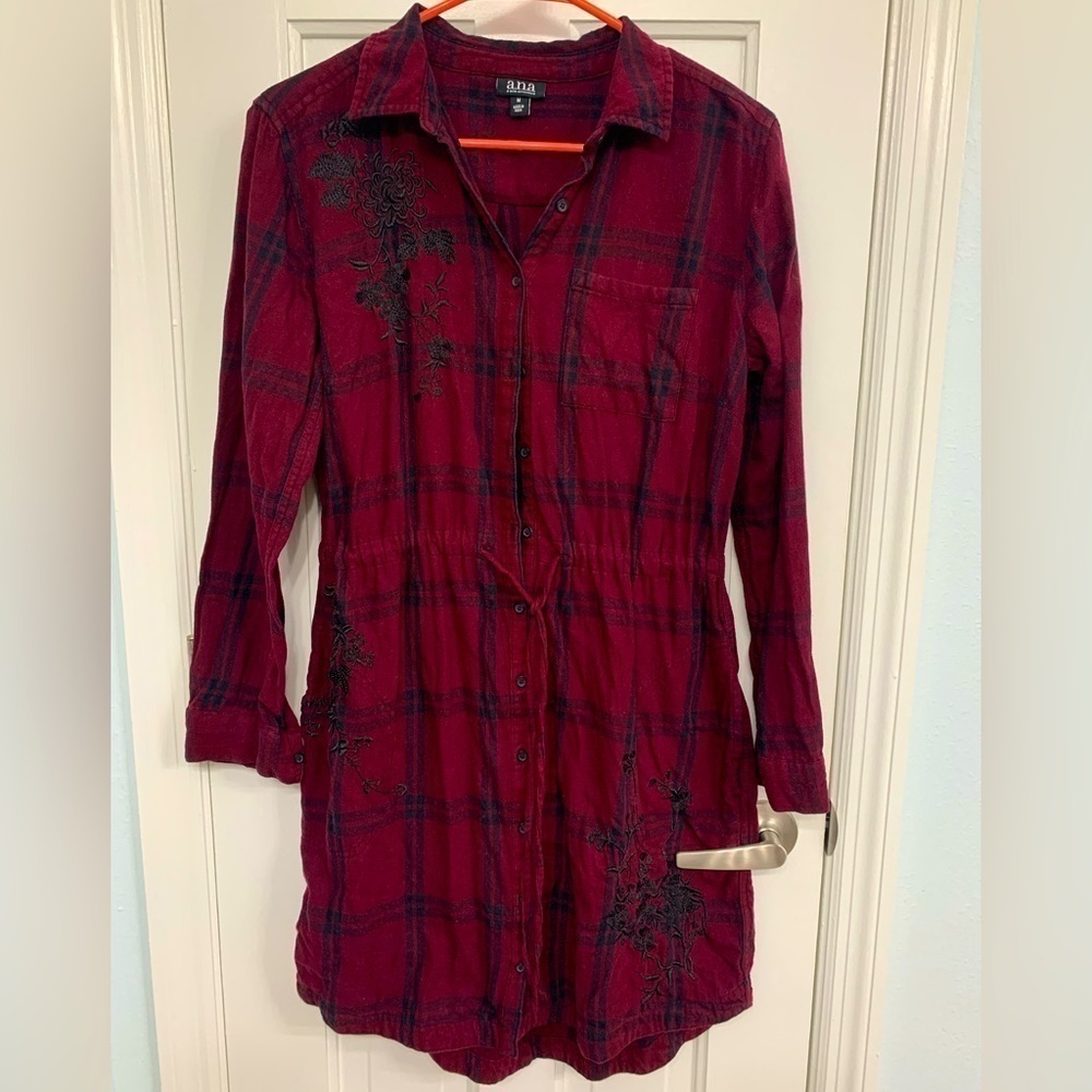 ANA:A New Approach Red/Black Plaid Dress Sz Medium Western Grunge Whimsigoth Y2K